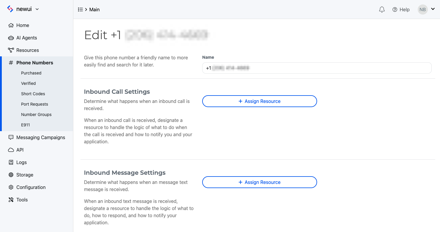 Open the settings for the number.